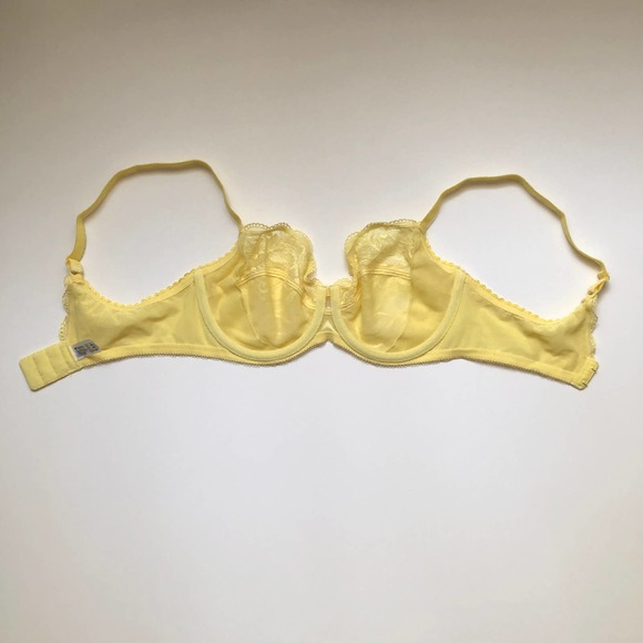 Wacoal Classic Yellow Sheer Lace Unlined Full Coverage Bra 855115 32DD/32E - Picture 6 of 12